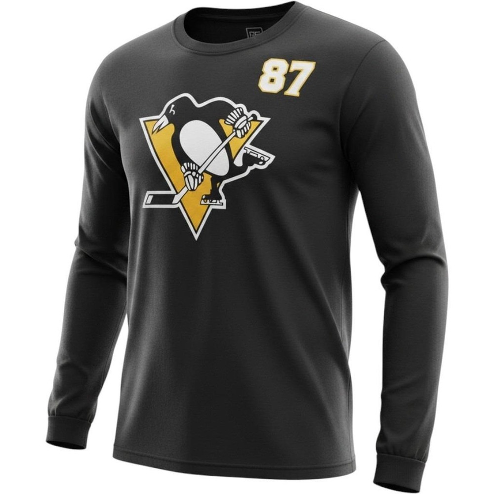 ProEdge Pittsburgh Penguins Sidney Crosby 87 Long Sleeve Shirt Mens Medium Black